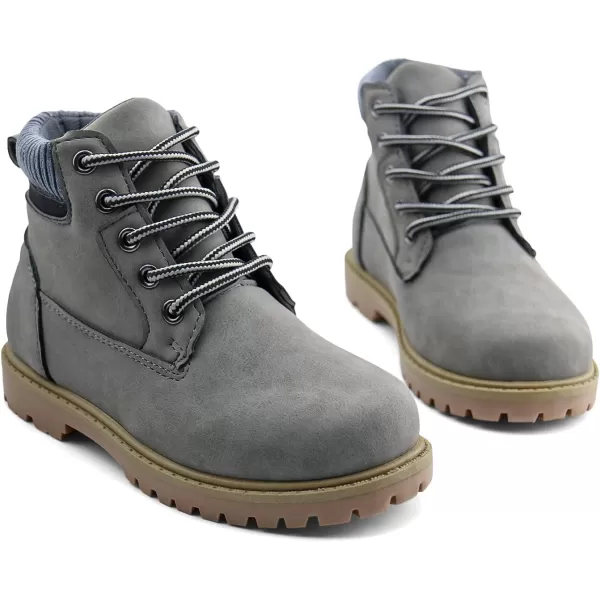 JABASIC Kids Ankle Boots Boys Girls LaceUp Outdoor Comfort Work BootsGrey