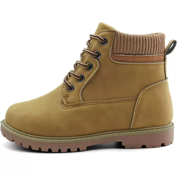 JABASIC Kids Ankle Boots Boys Girls LaceUp Outdoor Comfort Work BootsTan
