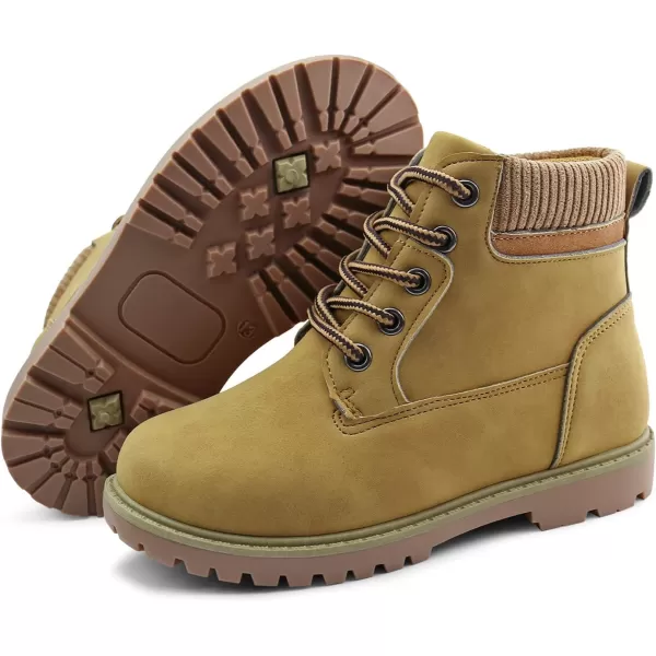 JABASIC Kids Ankle Boots Boys Girls LaceUp Outdoor Comfort Work BootsTan