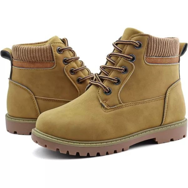 JABASIC Kids Ankle Boots Boys Girls LaceUp Outdoor Comfort Work BootsTan