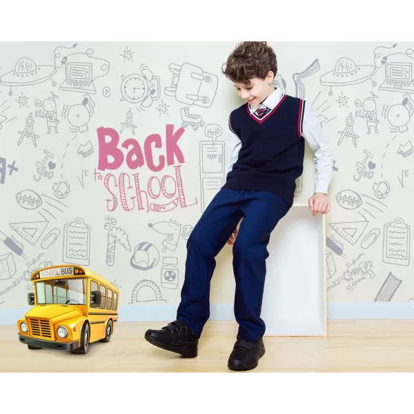 JABASIC Kids BlackWhite Hook and Loop School Uniform SneakerBlack