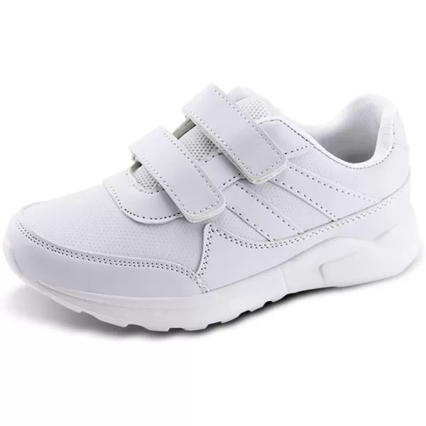 JABASIC Kids BlackWhite Hook and Loop School Uniform SneakerWhite