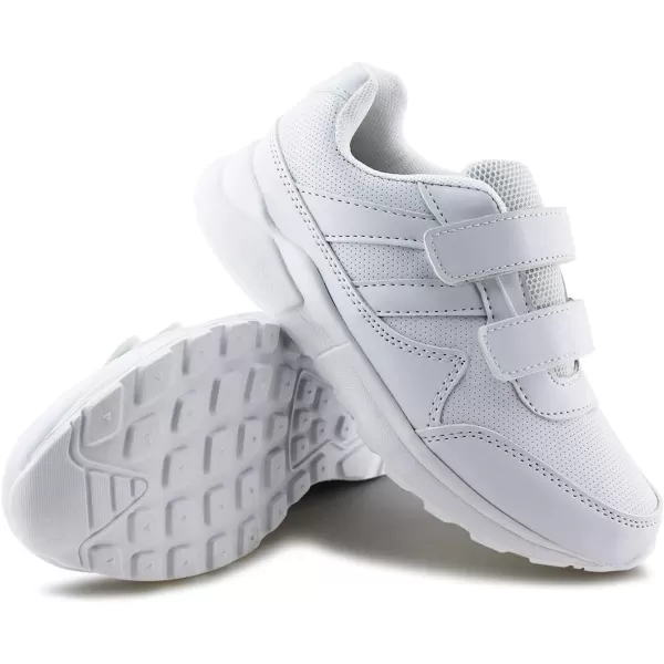 JABASIC Kids BlackWhite Hook and Loop School Uniform SneakerWhite