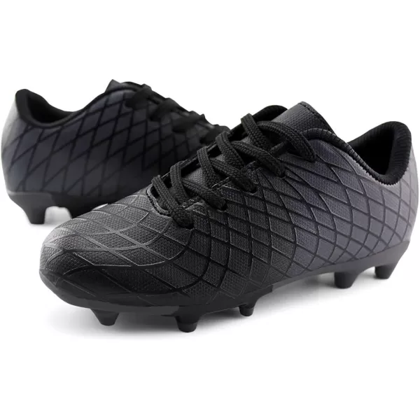 JABASIC Kids Outdoor Soccer Cleats Athletic Firm Ground Football ShoesBlack