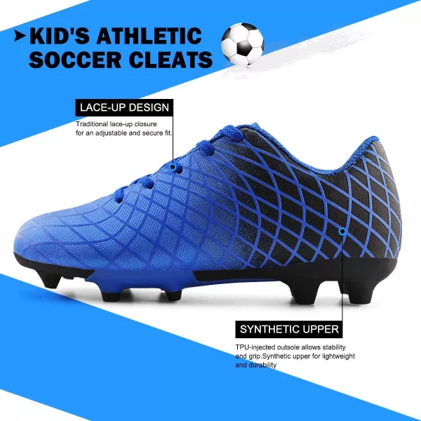 JABASIC Kids Outdoor Soccer Cleats Athletic Firm Ground Football ShoesBlue