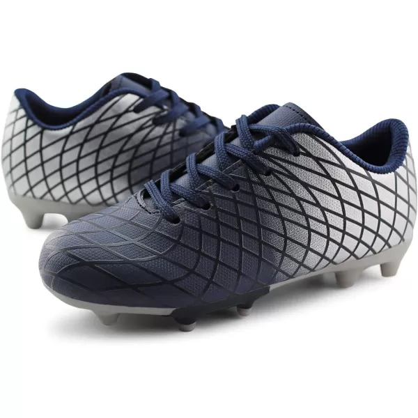 JABASIC Kids Outdoor Soccer Cleats Athletic Firm Ground Football ShoesNavy Silver1