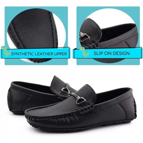 JABASIC Kids Penny Loafer Casual SlipOn Moccasin Flats Boys Dress ShoesBlack