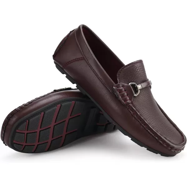 JABASIC Kids Penny Loafer Casual SlipOn Moccasin Flats Boys Dress ShoesBurgundy