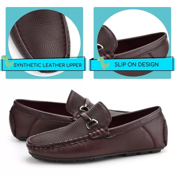 JABASIC Kids Penny Loafer Casual SlipOn Moccasin Flats Boys Dress ShoesBurgundy