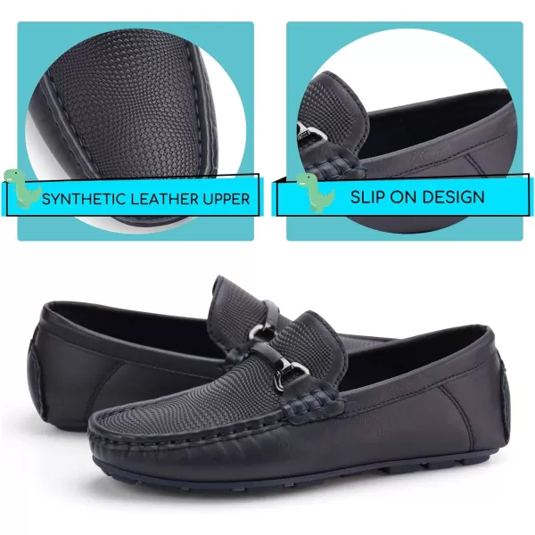 JABASIC Kids Penny Loafer Casual SlipOn Moccasin Flats Boys Dress ShoesNavy