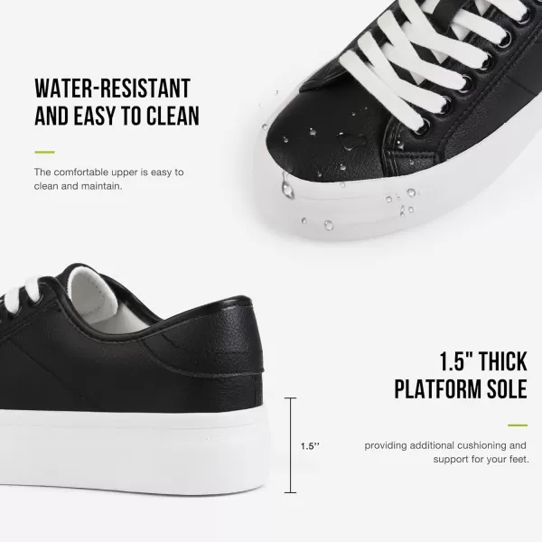 JABASIC Platform Sneakers for Women Fashion Tennis Shoes LaceUp Casual Walking SneakerBlack