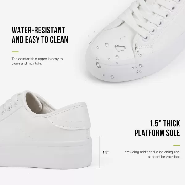JABASIC Platform Sneakers for Women Fashion Tennis Shoes LaceUp Casual Walking SneakerWhite