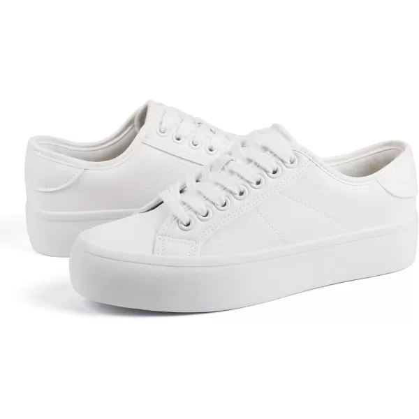 JABASIC Platform Sneakers for Women Fashion Tennis Shoes LaceUp Casual Walking SneakerWhite