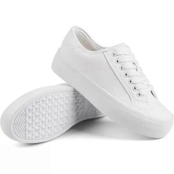 JABASIC Platform Sneakers for Women Fashion Tennis Shoes LaceUp Casual Walking SneakerWhite