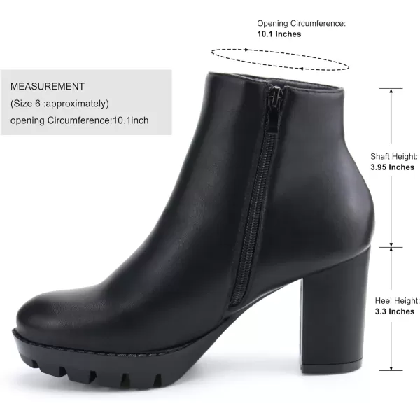 JABASIC Women High Heel Ankle Boots Chunky Platform BootiesBlackpu