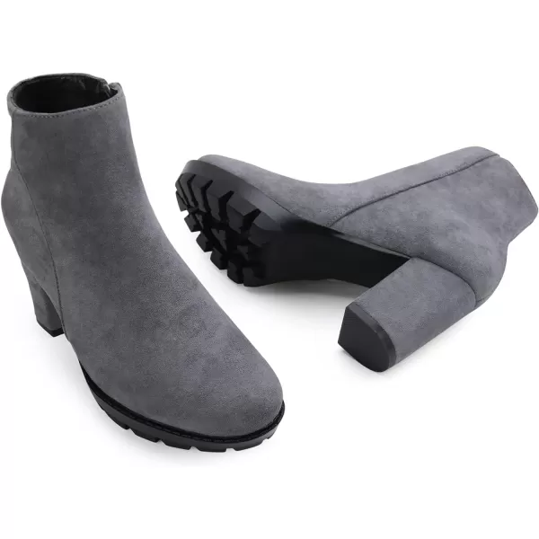 JABASIC Women High Heel Ankle Boots Chunky Platform BootiesGrey