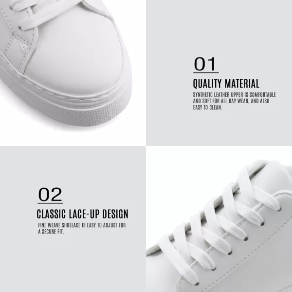 JABASIC Women Platform White Sneakers Lace Up Fashion Tennis Sneaker Casual Walking ShoesWhite