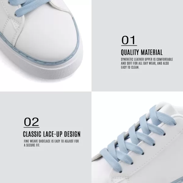 JABASIC Women Platform White Sneakers Lace Up Fashion Tennis Sneaker Casual Walking ShoesWhiteBlue