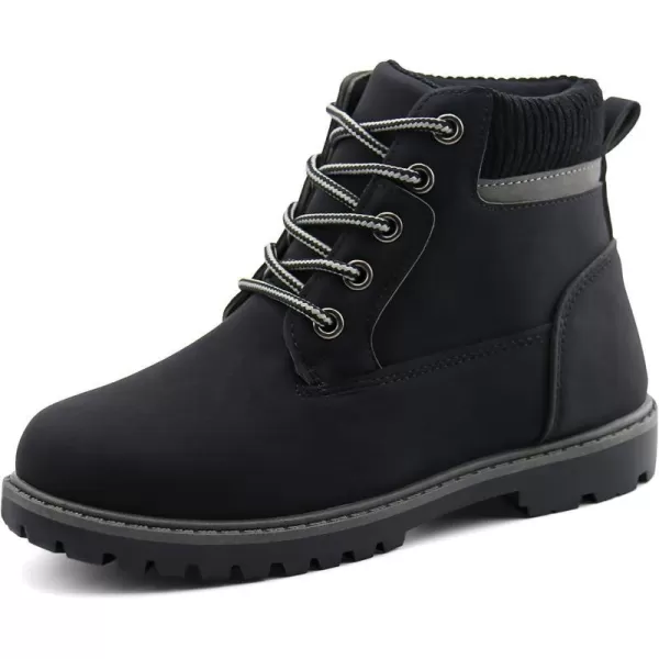 JABASIC Kids Ankle Boots Boys Girls LaceUp Outdoor Comfort Work BootsBlack