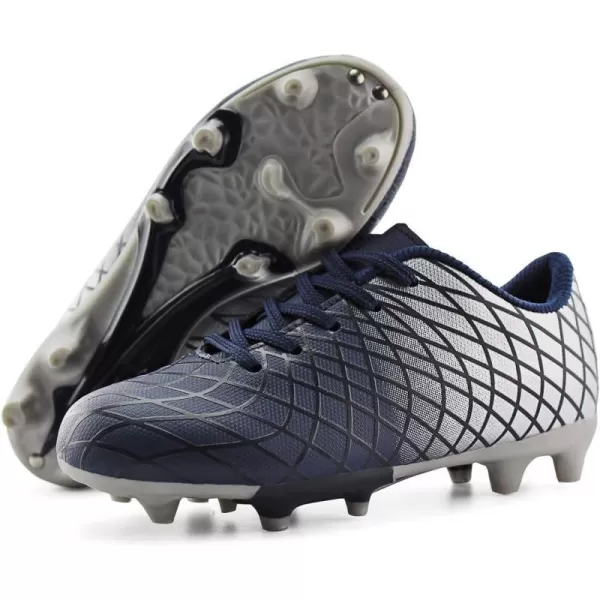 JABASIC Kids Outdoor Soccer Cleats Athletic Firm Ground Football ShoesNavy Silver1