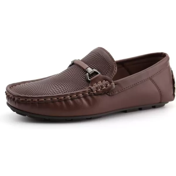 JABASIC Kids Penny Loafer Casual SlipOn Moccasin Flats Boys Dress ShoesBrown