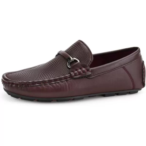 JABASIC Kids Penny Loafer Casual SlipOn Moccasin Flats Boys Dress ShoesBurgundy