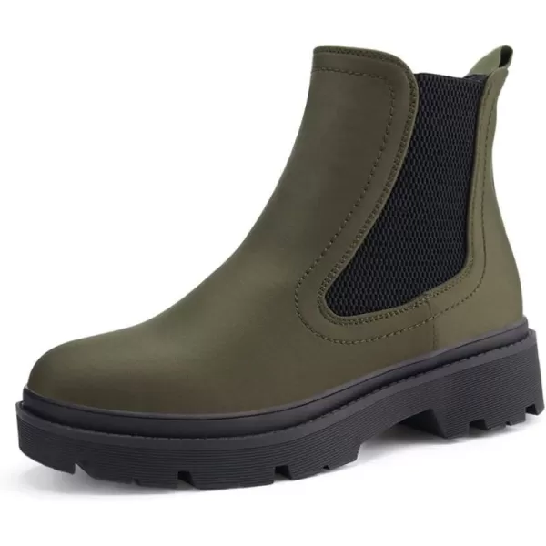 JABASIC Women Chelsea Boots Low Heel Elastic Ankle BootsArmy Green