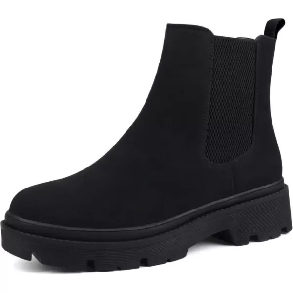 JABASIC Women Chelsea Boots Low Heel Elastic Ankle BootsBlackBlack