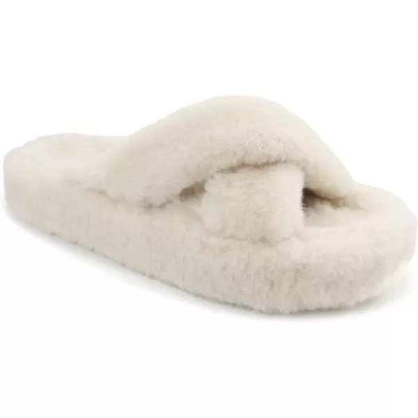 JABASIC Women Cross Band Slippers Orthopedic Slides with Arch Support Faux Fur slides House Slipper Indoor OutdoorBeige