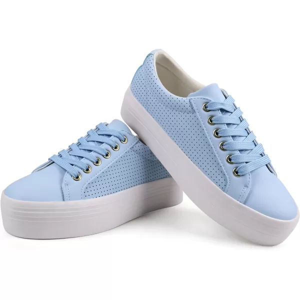 JABASIC Women Platform Sneakers Breathable Casual Lace Up Fashion Walking ShoesBlue