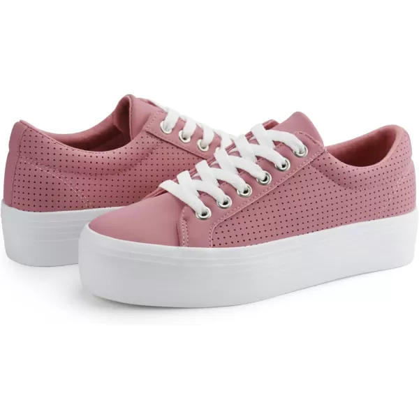 JABASIC Women Platform Sneakers Breathable Casual Lace Up Fashion Walking ShoesPink