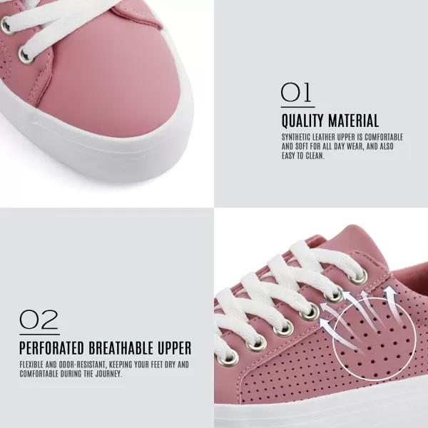 JABASIC Women Platform Sneakers Breathable Casual Lace Up Fashion Walking ShoesPink