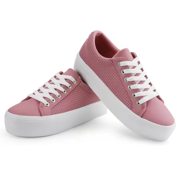 JABASIC Women Platform Sneakers Breathable Casual Lace Up Fashion Walking ShoesPink