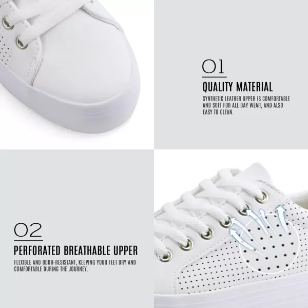 JABASIC Women Platform Sneakers Breathable Casual Lace Up Fashion Walking ShoesWhite