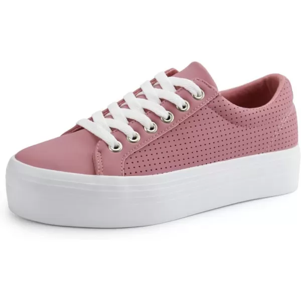 JABASIC Women Platform Sneakers Breathable Casual Lace Up Fashion Walking ShoesPink