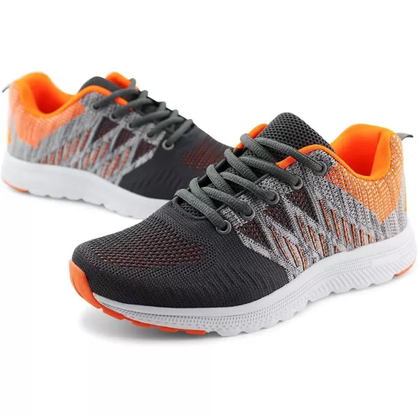 JABASIC Women Casual Breathable Running Sneakers Lightweight Tennis ShoesGreyOrange