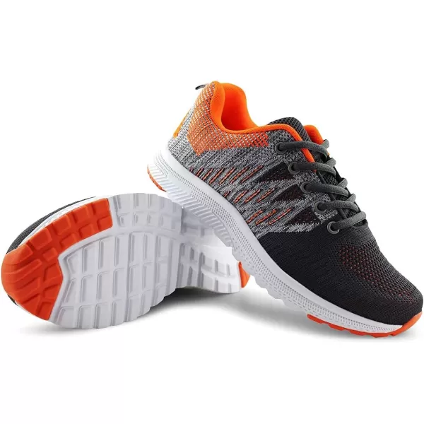 JABASIC Women Casual Breathable Running Sneakers Lightweight Tennis ShoesGreyOrange