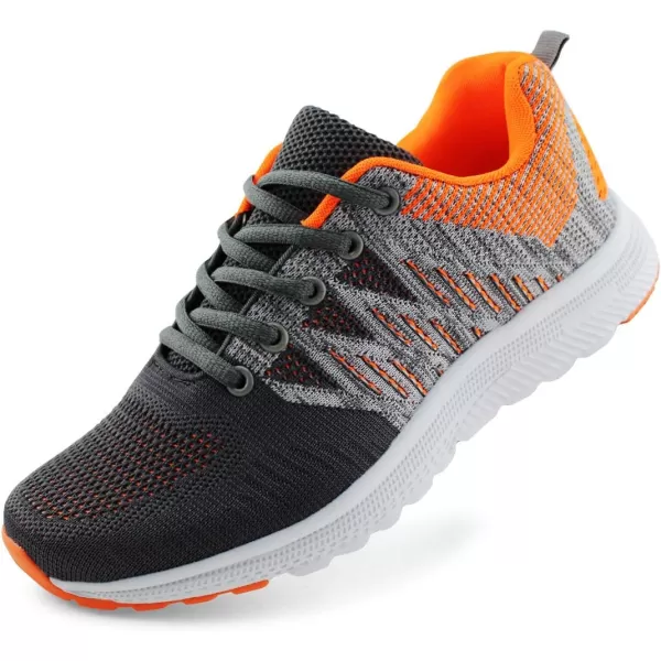 JABASIC Women Casual Breathable Running Sneakers Lightweight Tennis ShoesGreyOrange