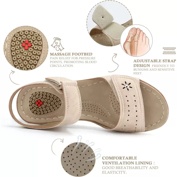 JABASIC Women Comfortable Sandals Orthotic Walking Sandals Orthopedic Arch Support SandalsBeige