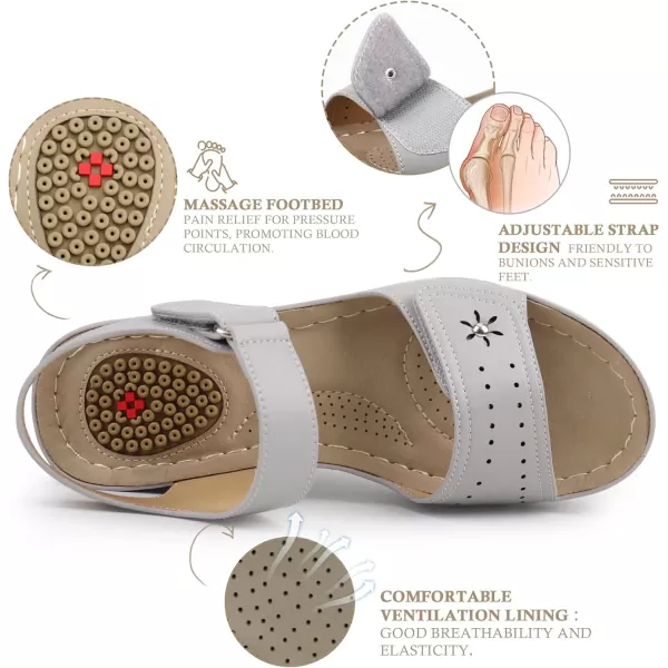 JABASIC Women Comfortable Sandals Orthotic Walking Sandals Orthopedic Arch Support SandalsGrey