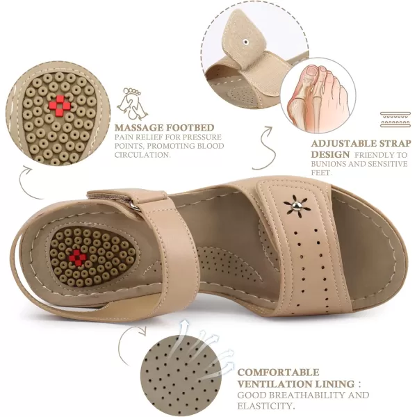 JABASIC Women Comfortable Sandals Orthotic Walking Sandals Orthopedic Arch Support SandalsNude