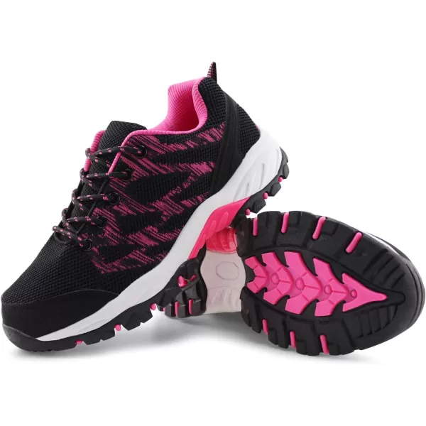 JABASIC Women Hiking Shoes Breathable Mesh Athletic Outdoor SneakersBlackFuchsia1