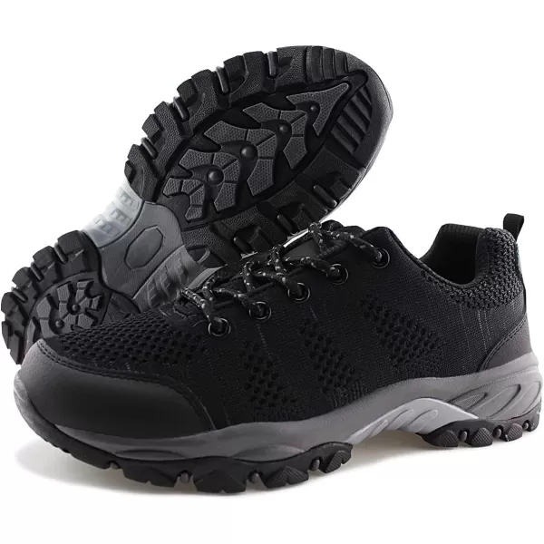 JABASIC Women Hiking Shoes Breathable Mesh Athletic Outdoor SneakersBlackGrey