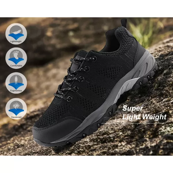 JABASIC Women Hiking Shoes Breathable Mesh Athletic Outdoor SneakersBlackGrey