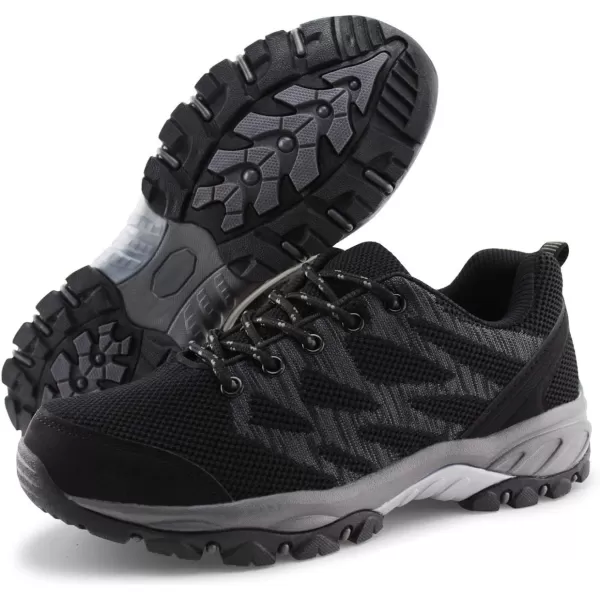 JABASIC Women Hiking Shoes Breathable Mesh Athletic Outdoor SneakersBlackGrey1