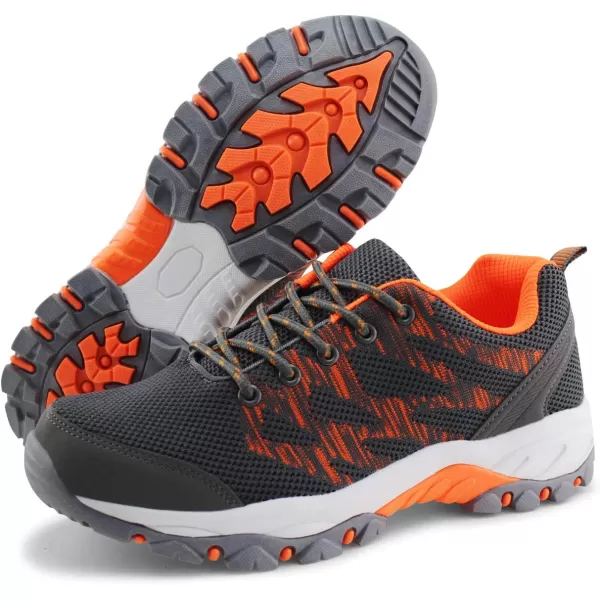 JABASIC Women Hiking Shoes Breathable Mesh Athletic Outdoor SneakersGreyOrange