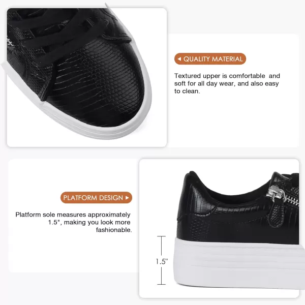 JABASIC Women Lace Up Platform Sneakers Casual Walking Shoes Low top Fashion SneakersBlack