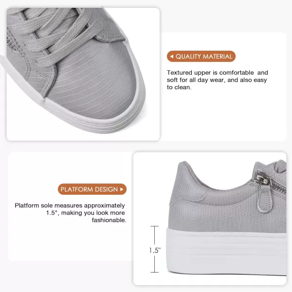 JABASIC Women Lace Up Platform Sneakers Casual Walking Shoes Low top Fashion SneakersGrey