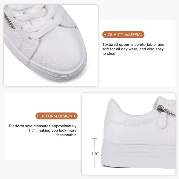 JABASIC Women Lace Up Platform Sneakers Casual Walking Shoes Low top Fashion SneakersWhite