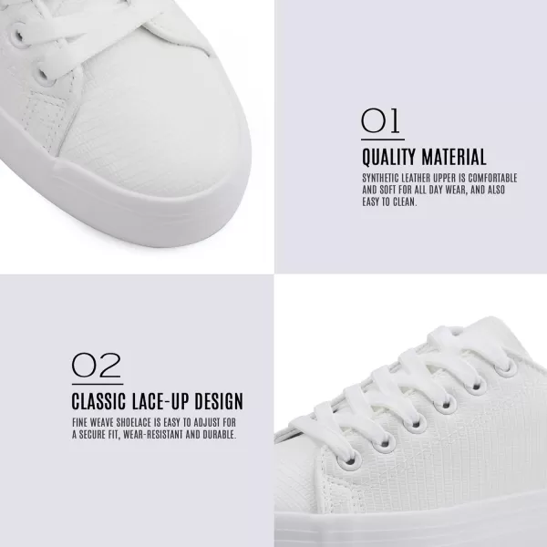 JABASIC Women Lace Up Platform Sneakers Comfortable Casual Fashion Sneaker Walking ShoesAll White